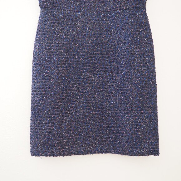* Ann Taylor Navy Blue Sleeveless Tweed Sheath Dress sz 4 - Picture 4 of 8